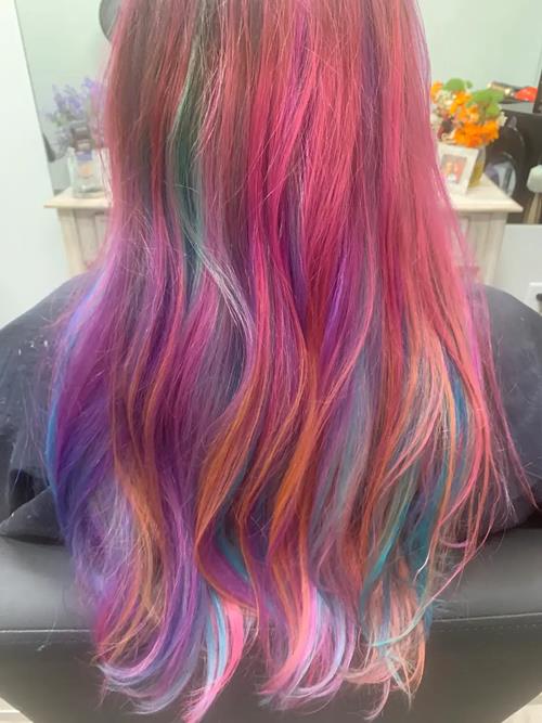 Hair Extensions photo, Denver Colorado. Fashion color is so much fun.